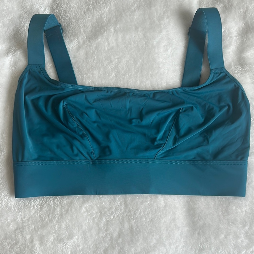 Blue Sports Bra with Wide Straps and Supportive Band